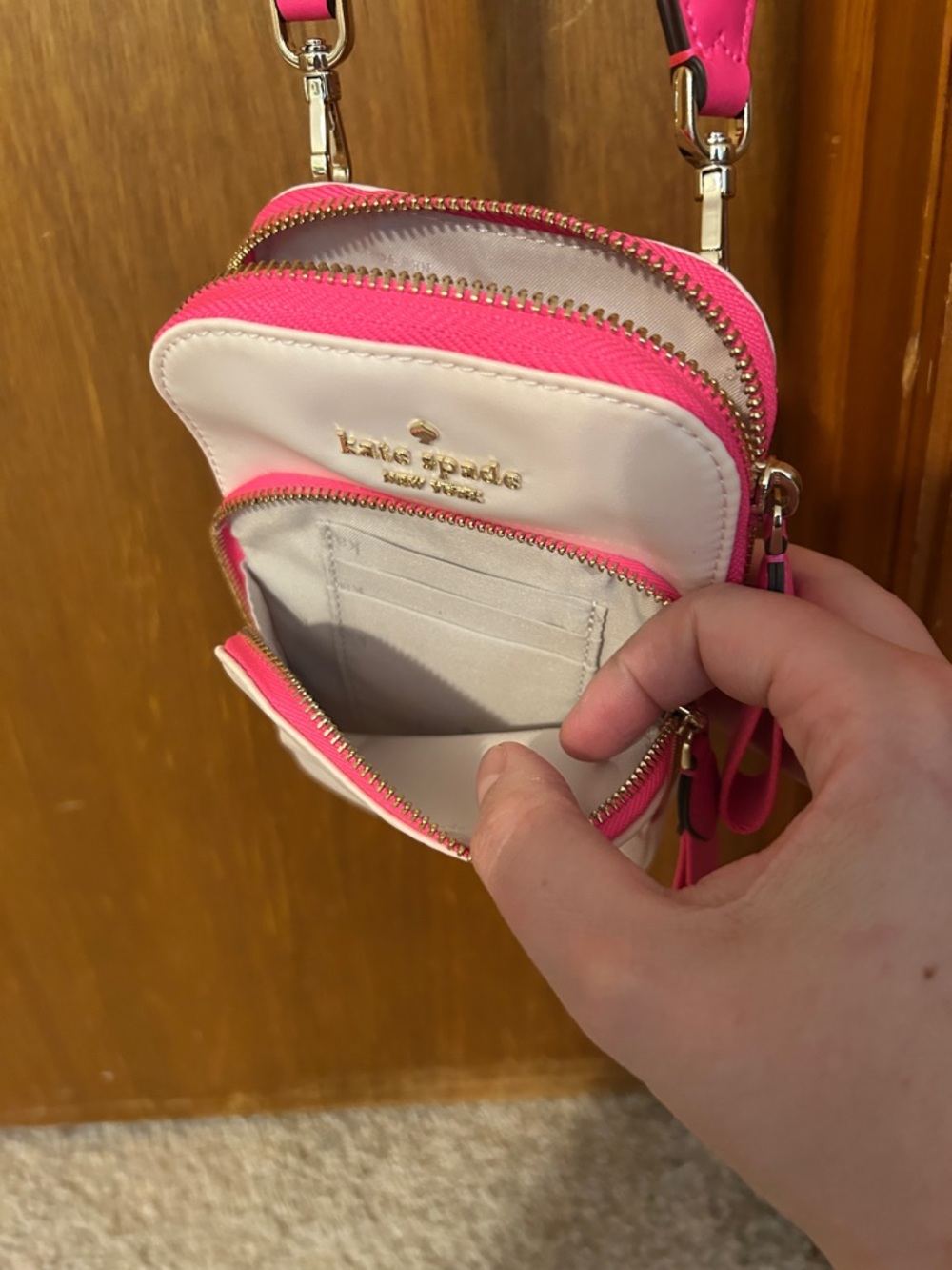 kate spade Cream and Hot Pink Crossbody Phone Pouch - Picture 4 of 6